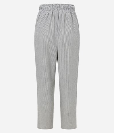 Pantalón Carrot Rayada en Sarga con Cintura Alta 2