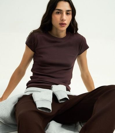 Blusa Básica Ajustada en Algodón con Cuello Redondo 4