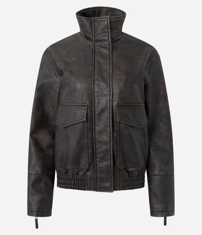 Campera en PU con Cuello Alto y El�stico en el Ruedo 7