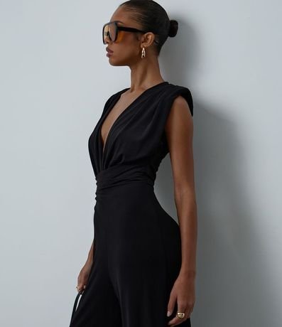 Mono con Escote Traspasado y Hombreras en Microfibra 2