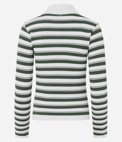 Blusa Seamless Rayada en Microfibra con Cuello Polo 7