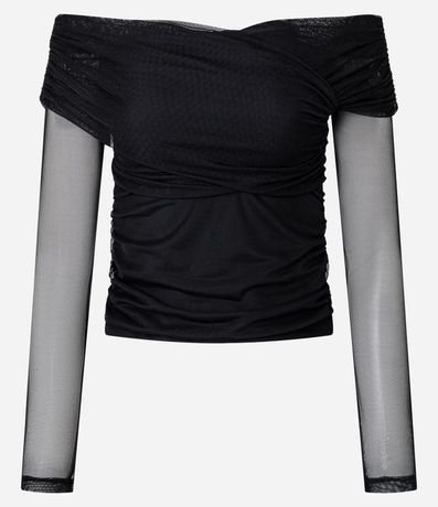 Blusa en Tule con Escote Hombro a Hombro Traspasado 5