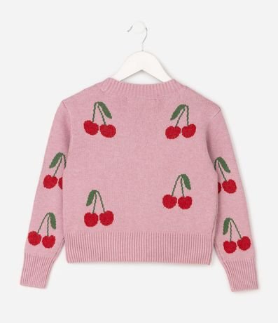Cardigan Rectilínea Jacquard Estampa de Cereza - Talle 5 a 14 años 3
