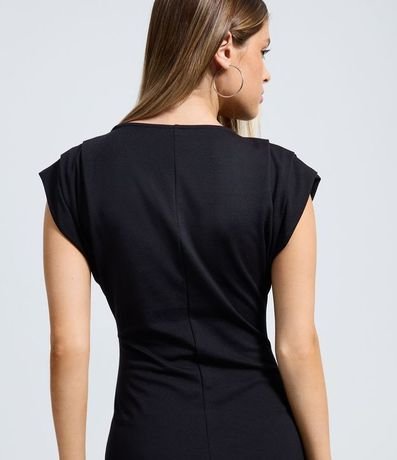 Vestido Corto en Punto Roma con Hombro Drapeado 4