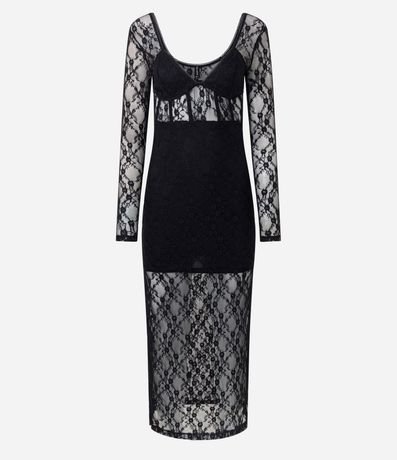 Vestido New Midi en Encaje con Transparencia 5