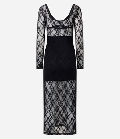 Vestido New Midi en Encaje con Transparencia 7
