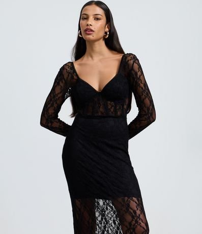 Vestido New Midi en Encaje con Transparencia 2