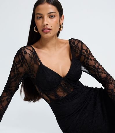 Vestido New Midi en Encaje con Transparencia 3