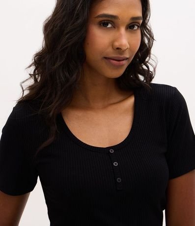 Blusa de Pijama en Rib con Botones en el Escote 3
