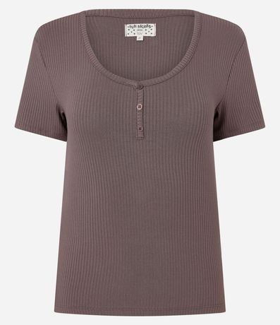 Blusa de Pijama en Rib con Botones en el Escote 4