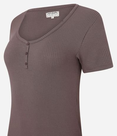 Blusa de Pijama en Rib con Botones en el Escote 6