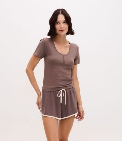 Blusa de Pijama en Rib con Botones en el Escote 2