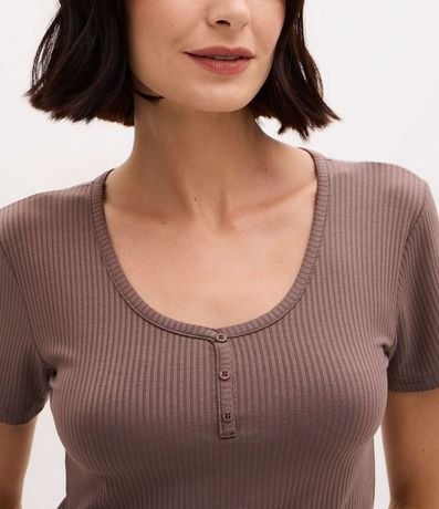 Blusa de Pijama en Rib con Botones en el Escote 3