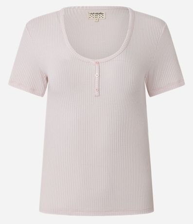 Blusa de Pijama en Rib con Botones en el Escote