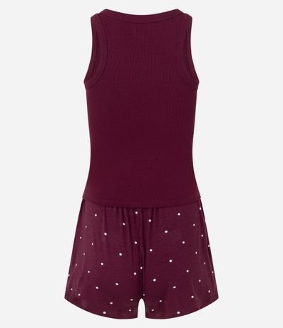 Pijama Femenina Corto de 2 Piezas en Rib con Lunares 3