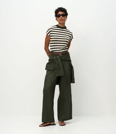 Remera en Punto con Estampa Rayada y Cuello Alto 2