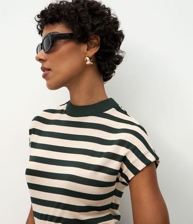 Remera en Punto con Estampa Rayada y Cuello Alto 3