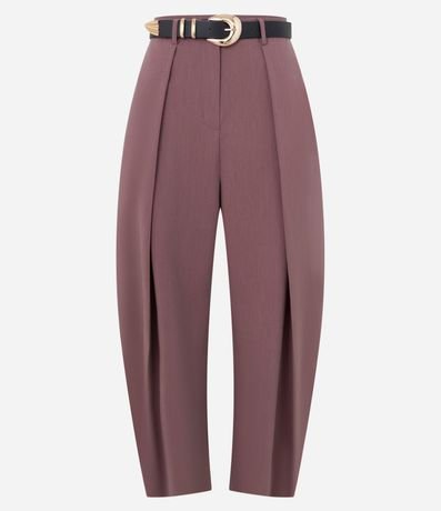 Pantalón Barrel Sastre con Pliegues Delanteros y Cinturón en PU 6