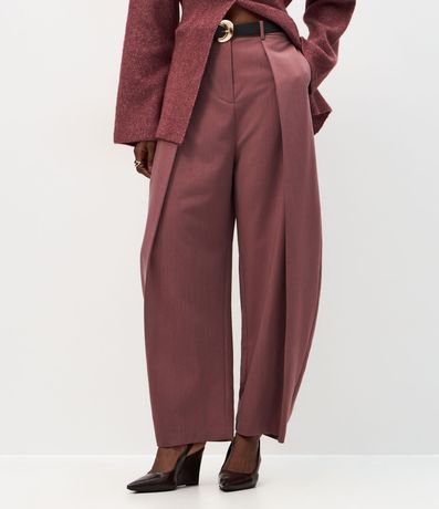Pantalón Barrel Sastre con Pliegues Delanteros y Cinturón en PU 3