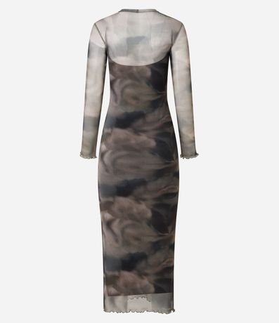 Vestido Largo en Tule con Estampa Efecto Manchado 8