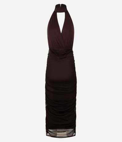 Vestido Midi Halter en Tule con Escote Traspasado 6