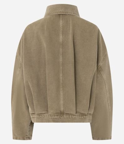 Campera Bomber en Jeans con Pliegues y Cuello Polo 2