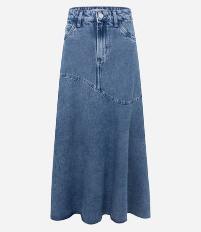 Pollera Midi en Jeans con Cintura Alta y Recorte Delantero 5