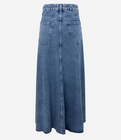 Pollera Midi en Jeans con Cintura Alta y Recorte Delantero 6