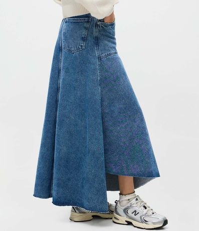Pollera Midi en Jeans con Cintura Alta y Recorte Delantero 3