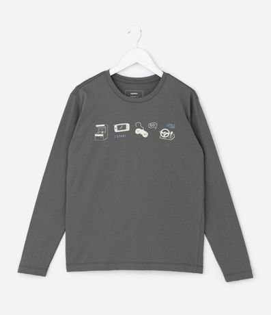 Remera Infantil con Estampado Ícones Gamer – Talle 5 a 14 años