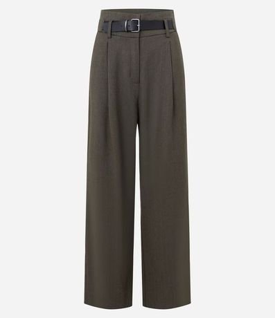 Pantalón Recto Texturizada con Cinturón 5