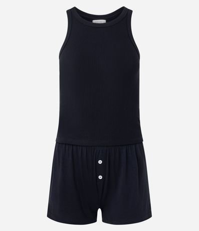 Pijama Corto en Rib con Musculosa Básica y Short
