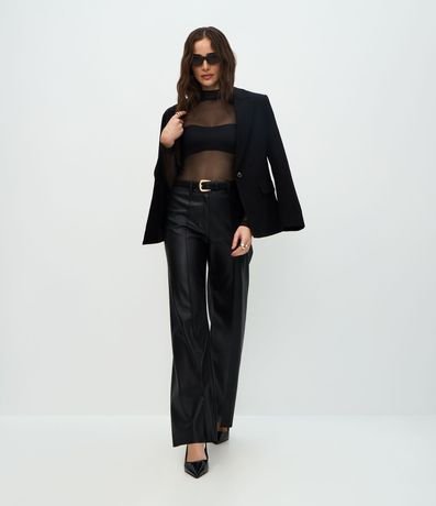 Blusa en Tule con Transparencia y Cuello Alto 2