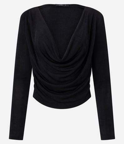 Blusa Manga Larga con Escote Degage y Hombreras 5