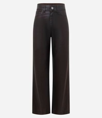 Pantalón Recto en Jeans Resinado con Cintura Alta