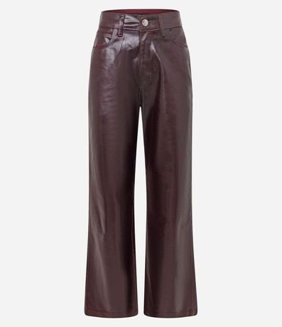 Pantalón Recto en Jeans Resinado con Cintura Alta