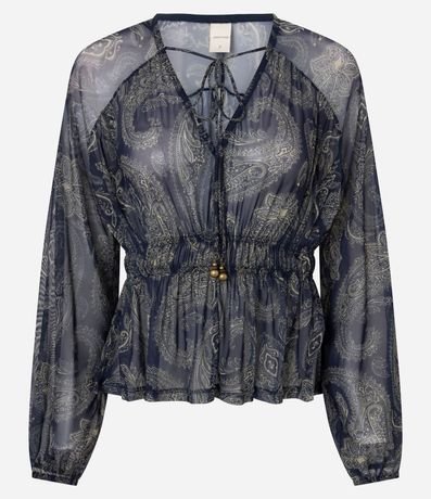 Bata en Tule con Estampado Paisley y Elástico en la Cintura 5