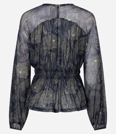 Bata en Tule con Estampado Paisley y Elástico en la Cintura 6