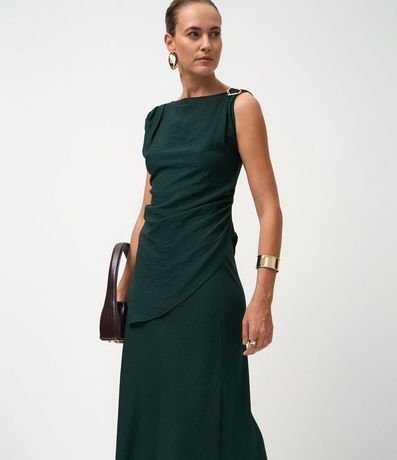 Pollera Midi Evasê en Crepé con Cintura Estructurada 2