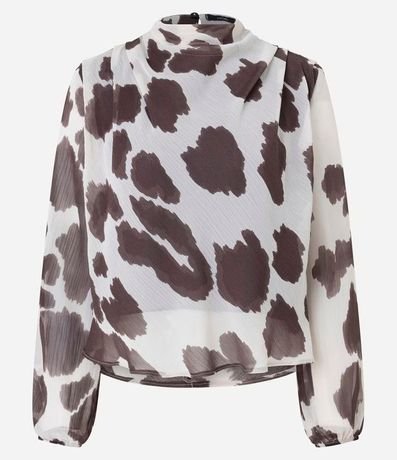 Blusa Manga Larga Animal Print con Cuello Alto 7