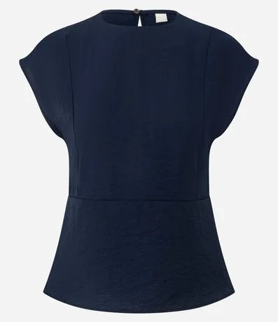 Blusa Manga Corta en Crepé con Bajo Peplum 5