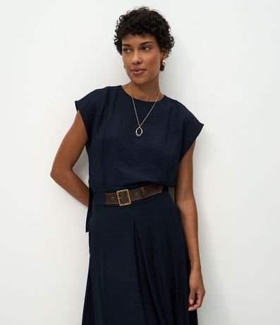 Blusa Manga Corta en Crepé con Bajo Peplum