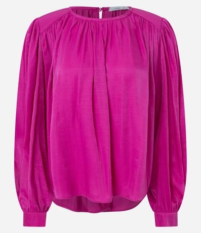Blusa Amplia Satinada con Franzidos y Hombreras 5