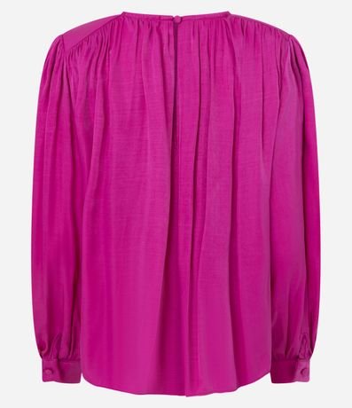 Blusa Amplia Satinada con Franzidos y Hombreras 7