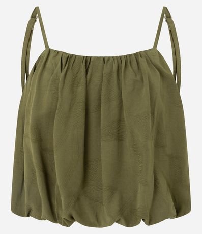 Blusa Balonê en Jacquard Floral con Breteles Finos Ajustables 5