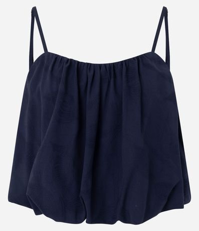 Blusa Balonê en Jacquard Floral con Breteles Finos Ajustables 5