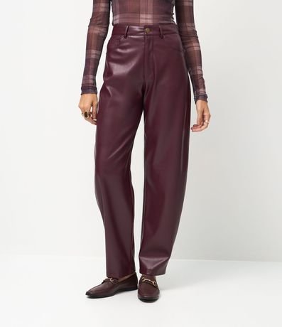 Pantalón Barrel en PU con Cintura Alta 3