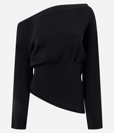 Blusa en Punto con Hombro Caído y Ruedo Asimétrico 5