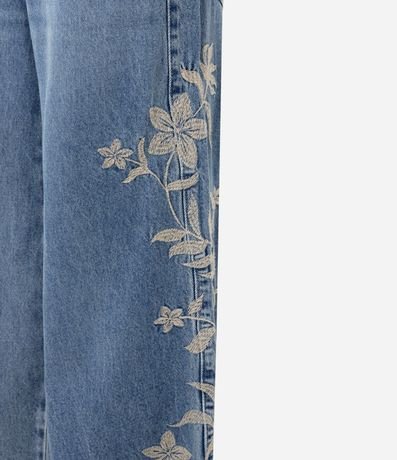 Pantalón Wide en Algodón con Bordado Floral Lateral 2