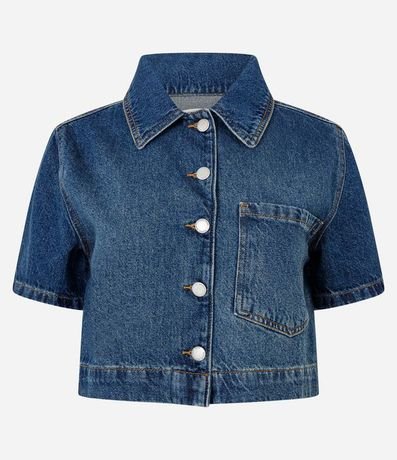 Camisa Cropped en Jeans con Botones y Bolsillo 5